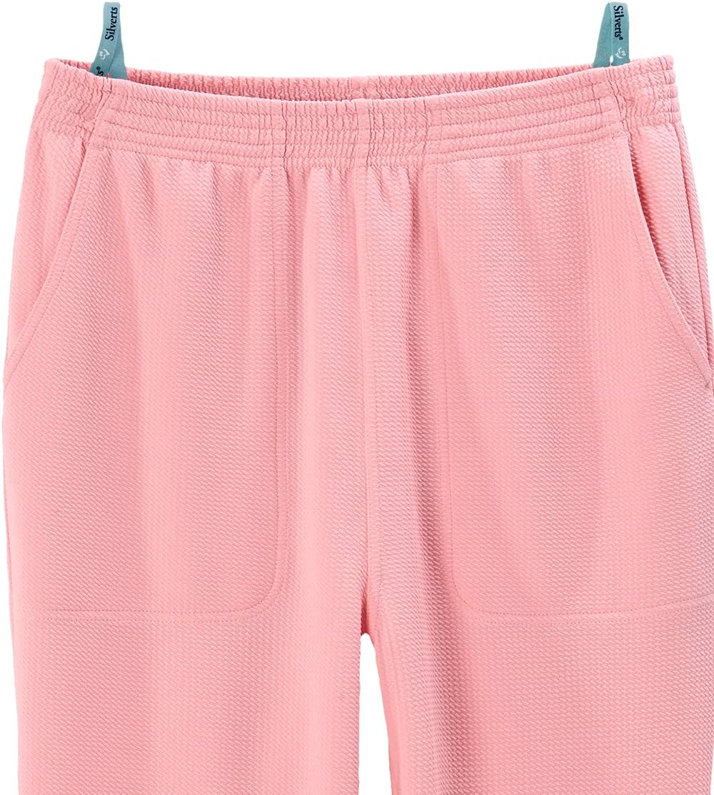 Silverts Women's Elastic Waist Pull On Pants Adaptive Quick Change Patient Clothing for Seniors - Pink, X-Large