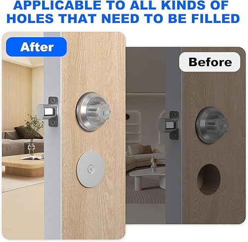 Miniatura 5 de Placa de cubierta para orificio de puerta, placa redonda de cubierta de cerrojo de 2-58 pulgadas de diámetro (negro mate), cerraduras y puertas de