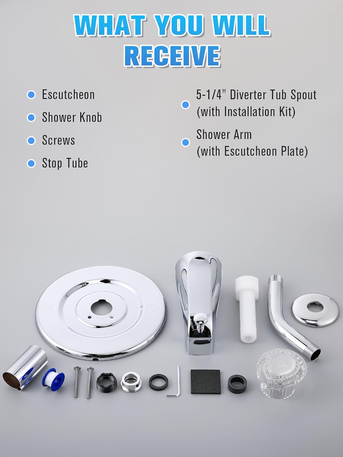 Tub and Shower Trim, Compatible with Moen Chateau T470 Single Handle Tub/Shower Valve System, Featuring Knob, Spout and Showerhead Arm, Chrome (Showerhead NOT Included)