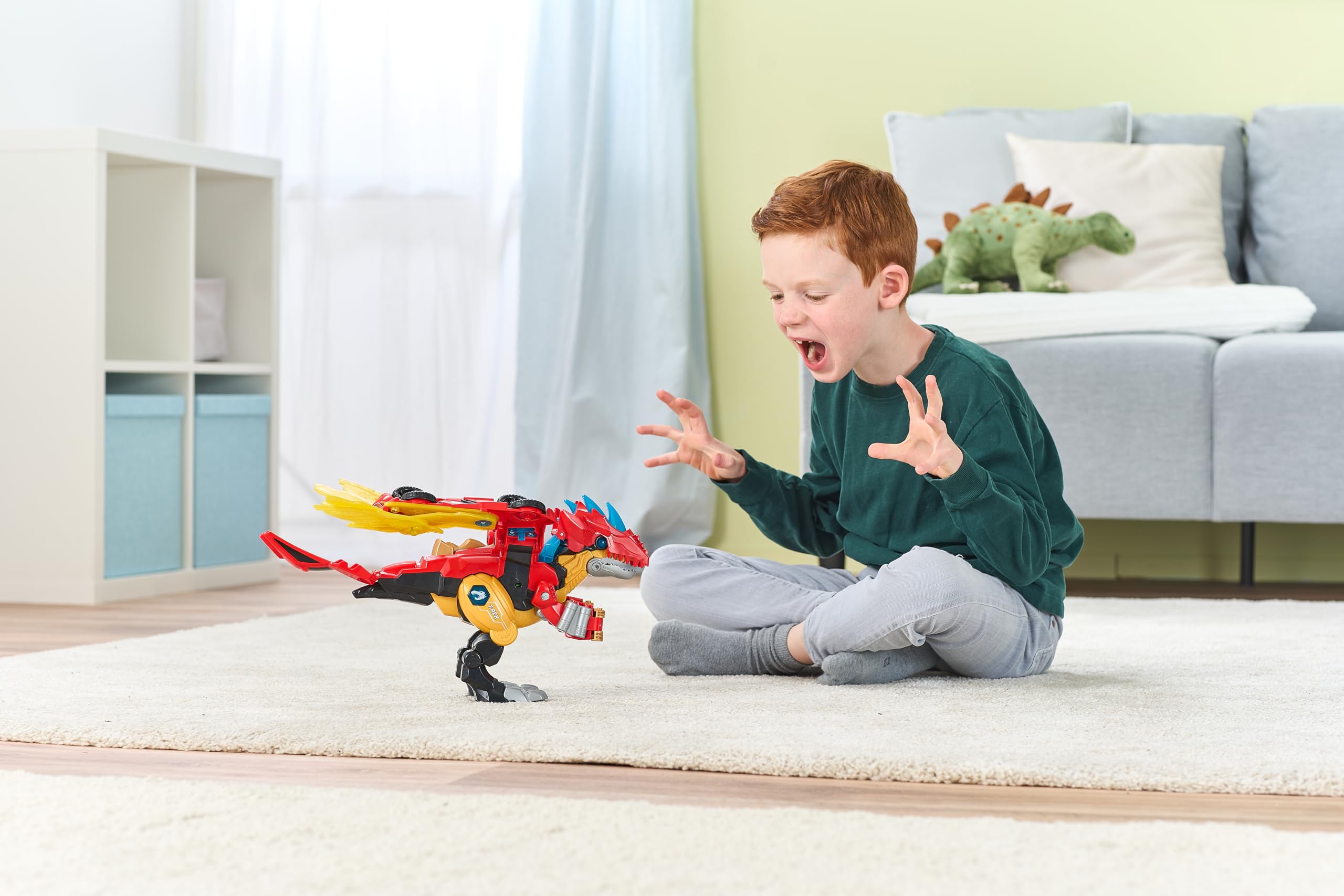 VTech - Switch&Go Dinos DragoRex 2 en 1 Dinocar, Coche y Dinosaurio Transformable, Juguetes Electrónicos Niños +3 Años, Ruge y Lanza Fuego, +60 Sonidos y Frases, Versión ESP
