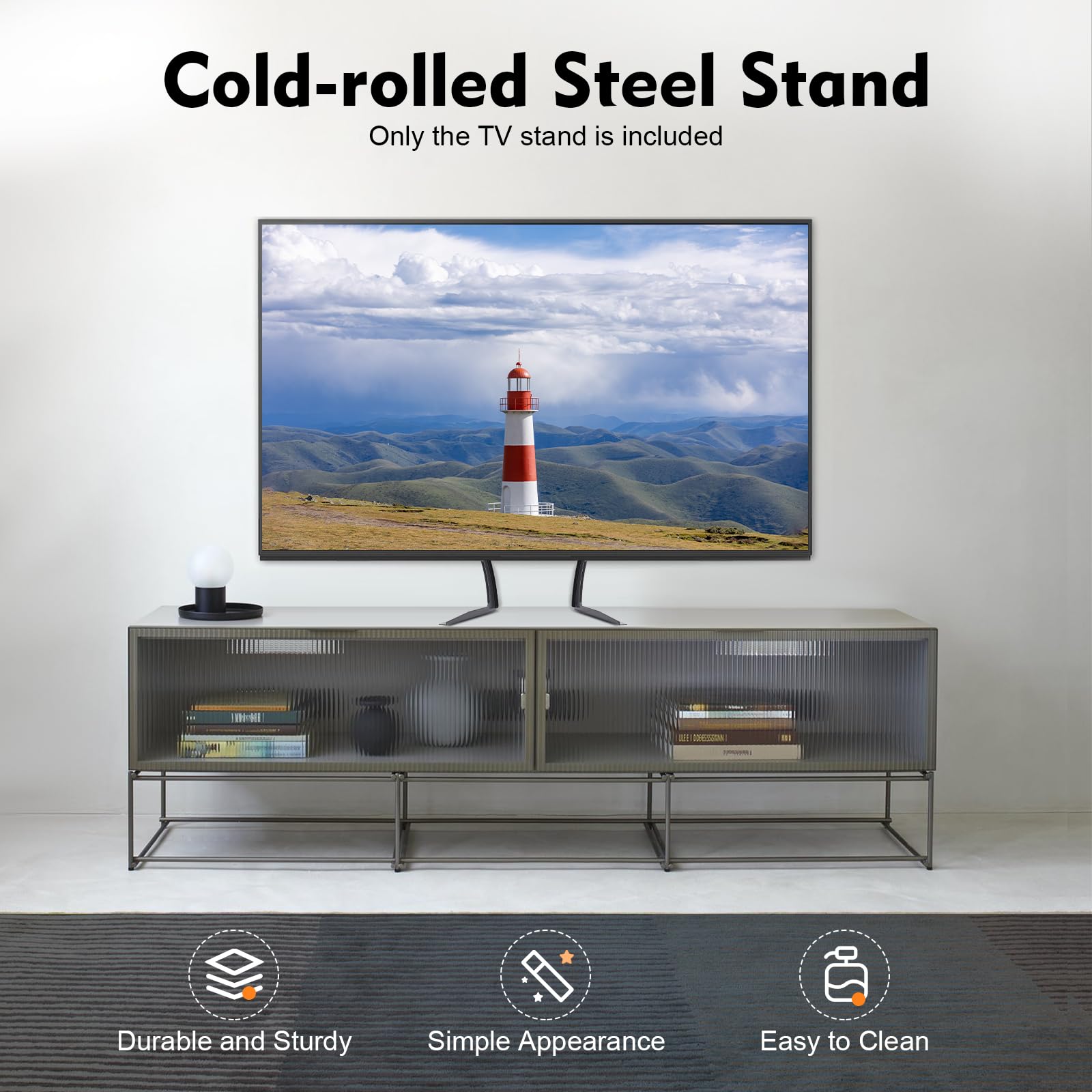 Supporto da tavolo per TV, altezza regolabile per TV fino a 35 kg (77 lbs) – Supporto per TV in acciaio, girevole e inclinabile (nero)