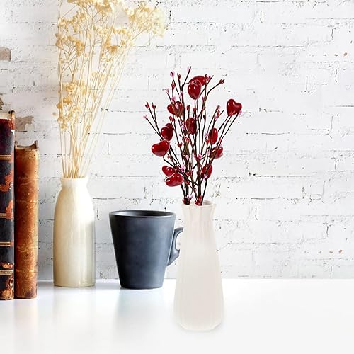 Miniatura 6 de ABOOFAN 2 tallos de flores artificiales de bayas rojas en forma de corazón tallos de cuentas artificiales de corazón para el día de San Valentín