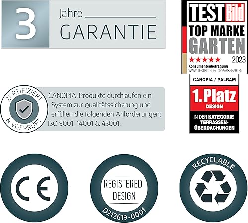 Miniatura 6 de Palram - Toldo Canopia Lily de 9 pies x 3 pies de policarbonato, aluminio y acero galvanizado de 105 pulgadas de largo para ventana, puerta, patio,