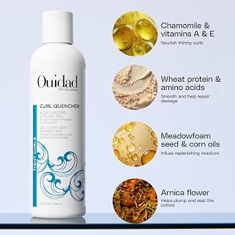 Ouidad Curl Quencher Moisturizing Styling Gel for Tight Curls Adds Flexible Hold, Bounce, and Frizz-Free Definition to Curly Hair, Hydration & Moisture, Sulfate & Mineral Oil Free