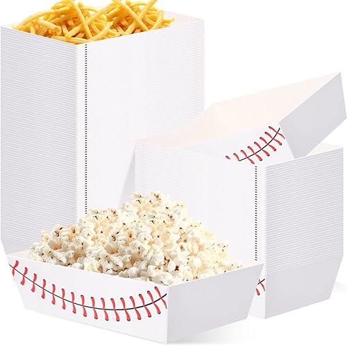 Crtiin 200 bandejas de papel para fiesta de béisbol, suministros de fiesta de béisbol, bandeja de comida para nachos, bandejas para aperitivos,