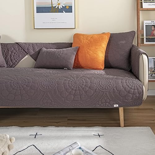Miniatura 4 de Funda acolchada de algodón para sofá modular, diseño bohemio con círculo, bordado, color sólido, antideslizante, protector de muebles para perros,