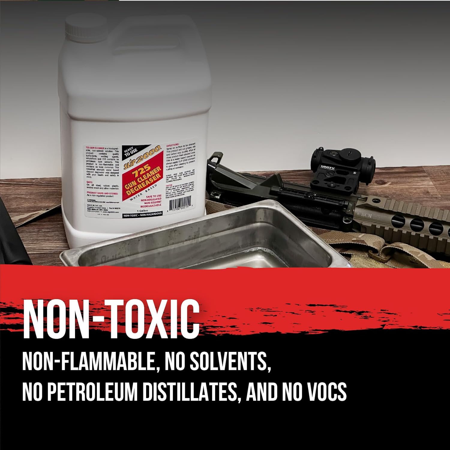 Slip 2000 725 Gun Cleaner, Degreaser, Non-Toxic, Cuts Through Cosmoline, Carbon, Grime, Degums and Degunks Dirtiest Gun Parts, 1 Gallon