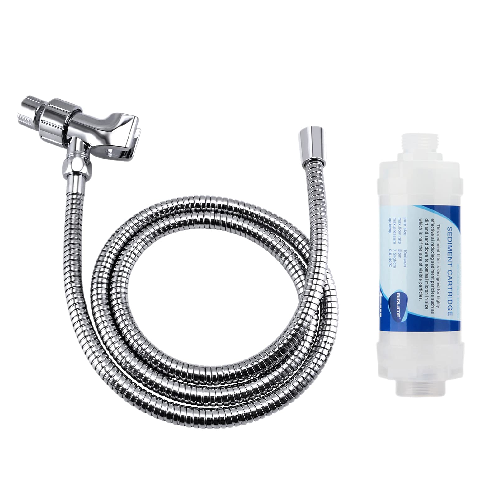 Klabb K-3 Stainless Steel Shower Set - 79 Inch Hose with Adjustable Arm and Head Holder