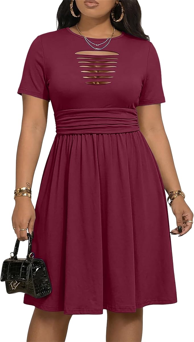 Casual Dresses for Women Printing Summer Dresses for Wedding Guest Cocktail Party Midi Dress