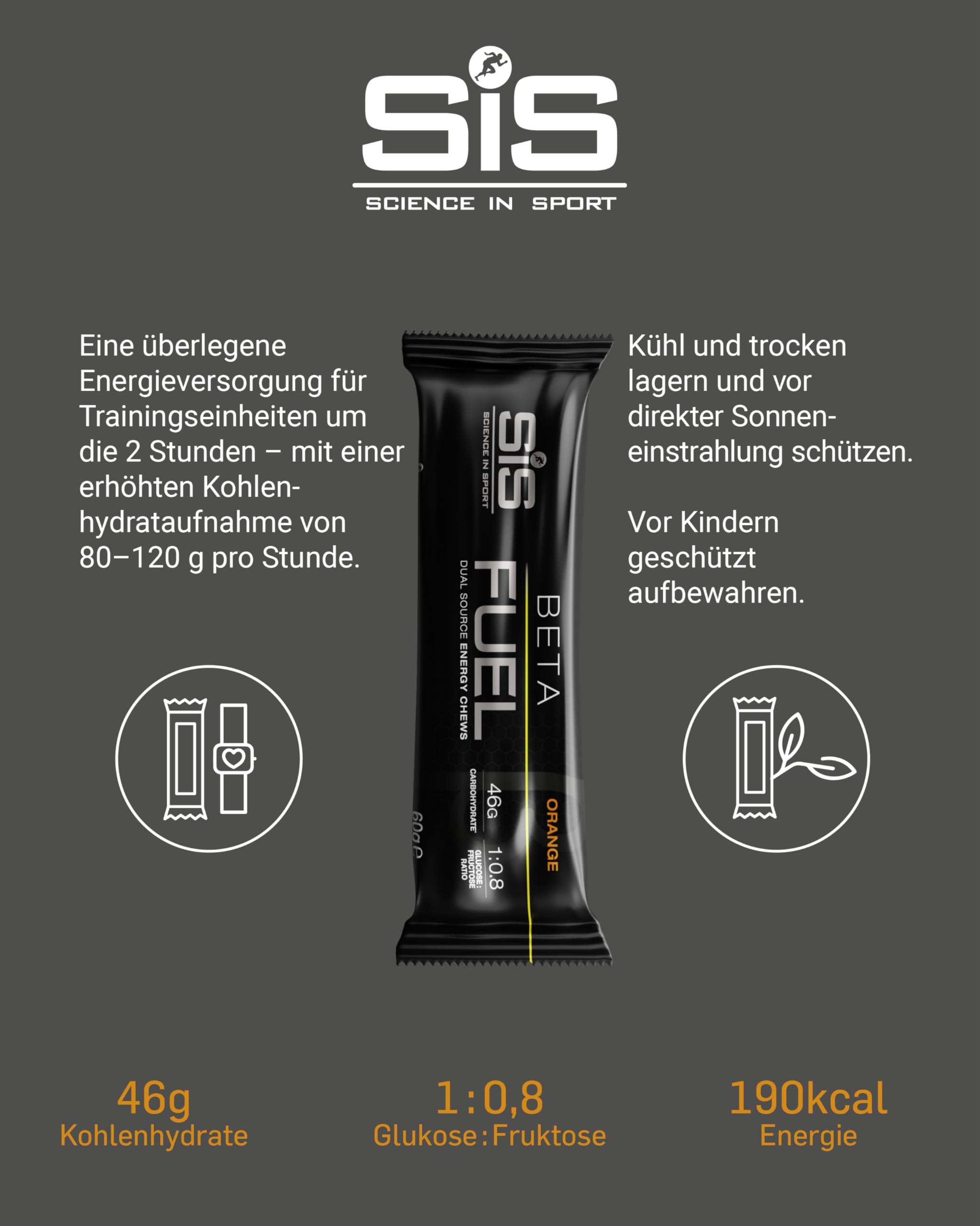 Science in Sport BETA Fuel Riegel 20 x 60g Orange - Vegane Energieriegel mit 46g Kohlenhydrate, Leckere Kohlenhydrate Riegel als ideale Energielieferanten für das Power Training