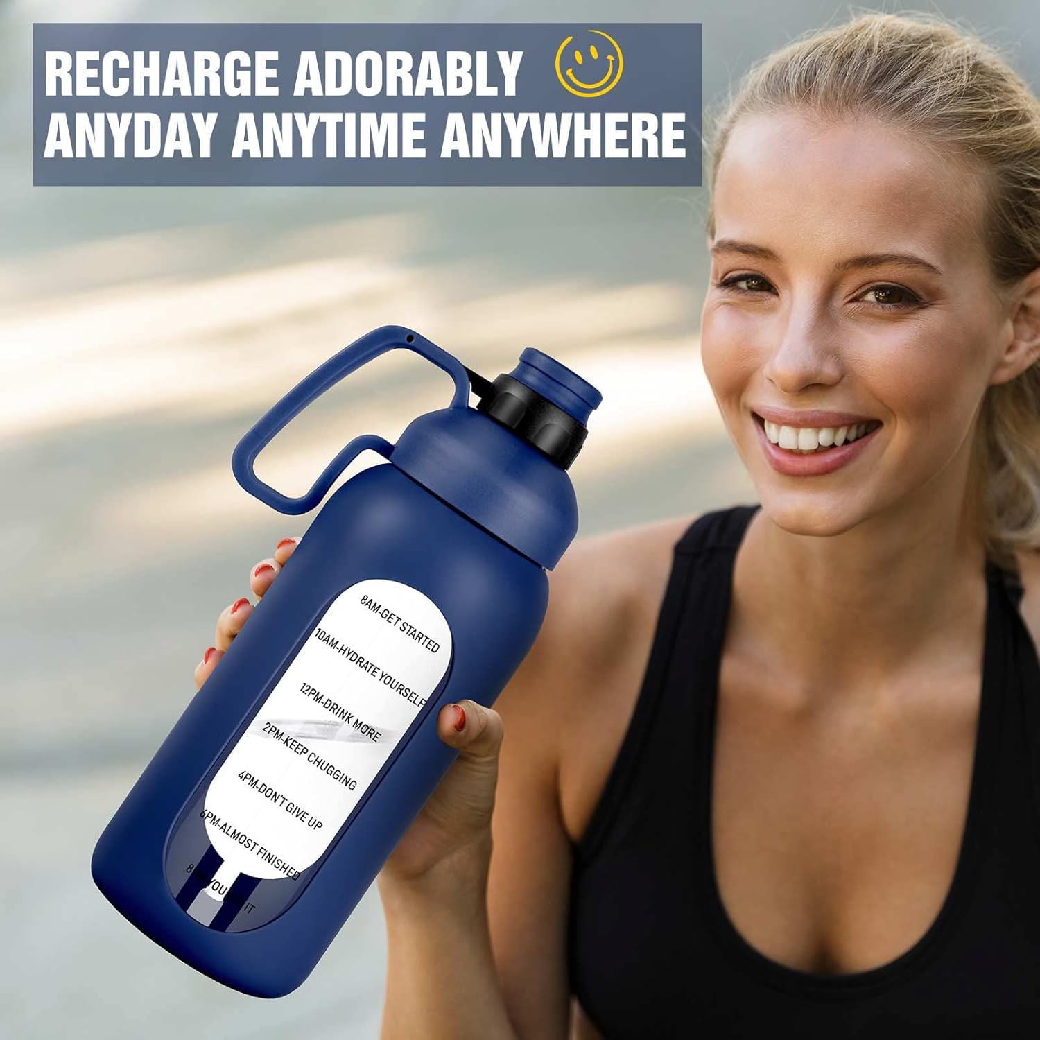 Aqulea 64 Oz Glass Water Bottle with Straw - Half Gallon Water Bot