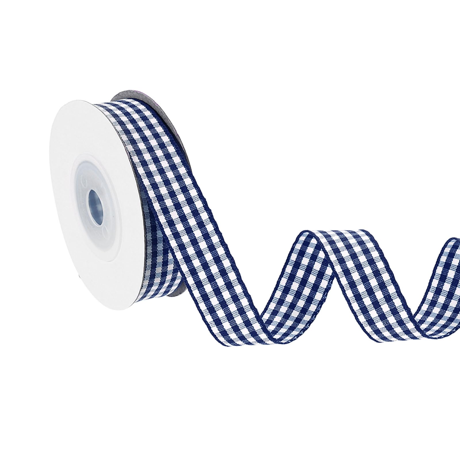 PATIKIL 10 Yard x 5/8 Inch Gingham Ribbon, Plaid Ribbon Nylon Checkered Gift Wrapping Strip for Thanksgiving Bow Wreath Craft Birthday Wedding, Navy Blue — image 1