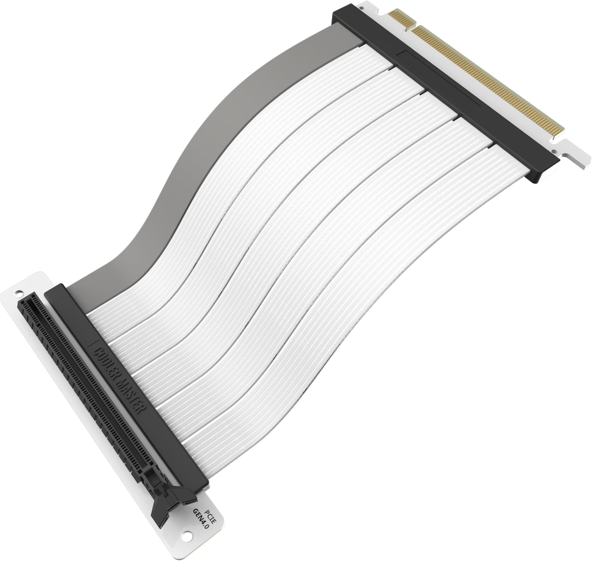 MasterAccessory Riser Cable PCIe 4.0 x16 200mm V2 White, PCIe 4.0 | Older Compatible, EMI shielded 30 AWG, TPE Cable Sleeves, Protective ABS Casing for GPU Card (MCA-U002R-WPCI40-200)