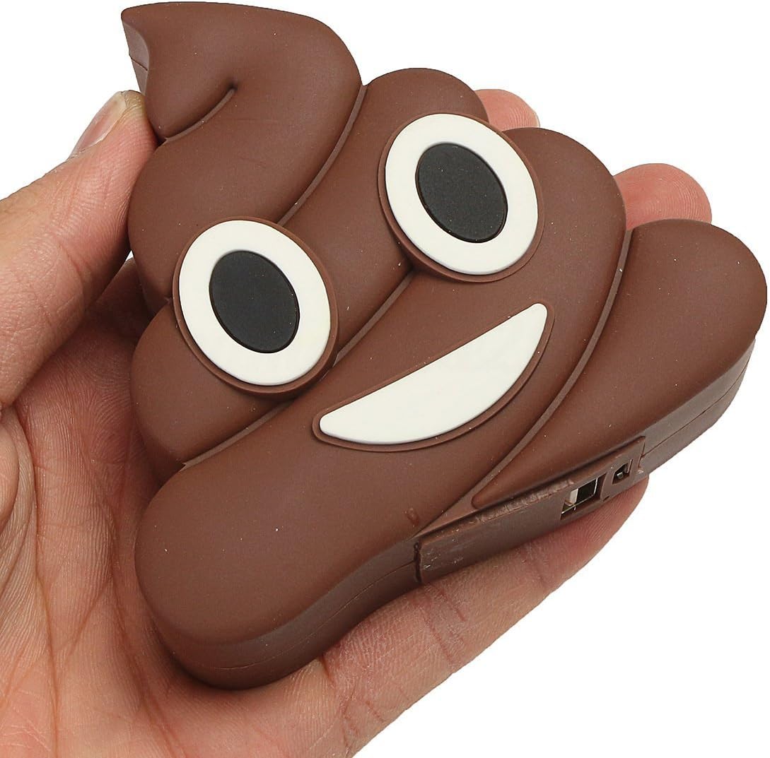 DISOK Power Bank Poop Emoji Emoticon 1200 mha in Gift Box with Cable Included – Original Power Bank Gifts for Children, Original and Cheap