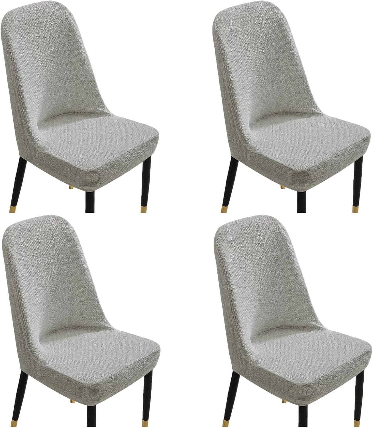 Curved Back Dining Chair Cover Set of 2/4/6, Soft Slipcover Polyester Armless, Kitchen Chair Slipcovers Protector for Home Decor Living Room Ceremony,Khaki,6pcs