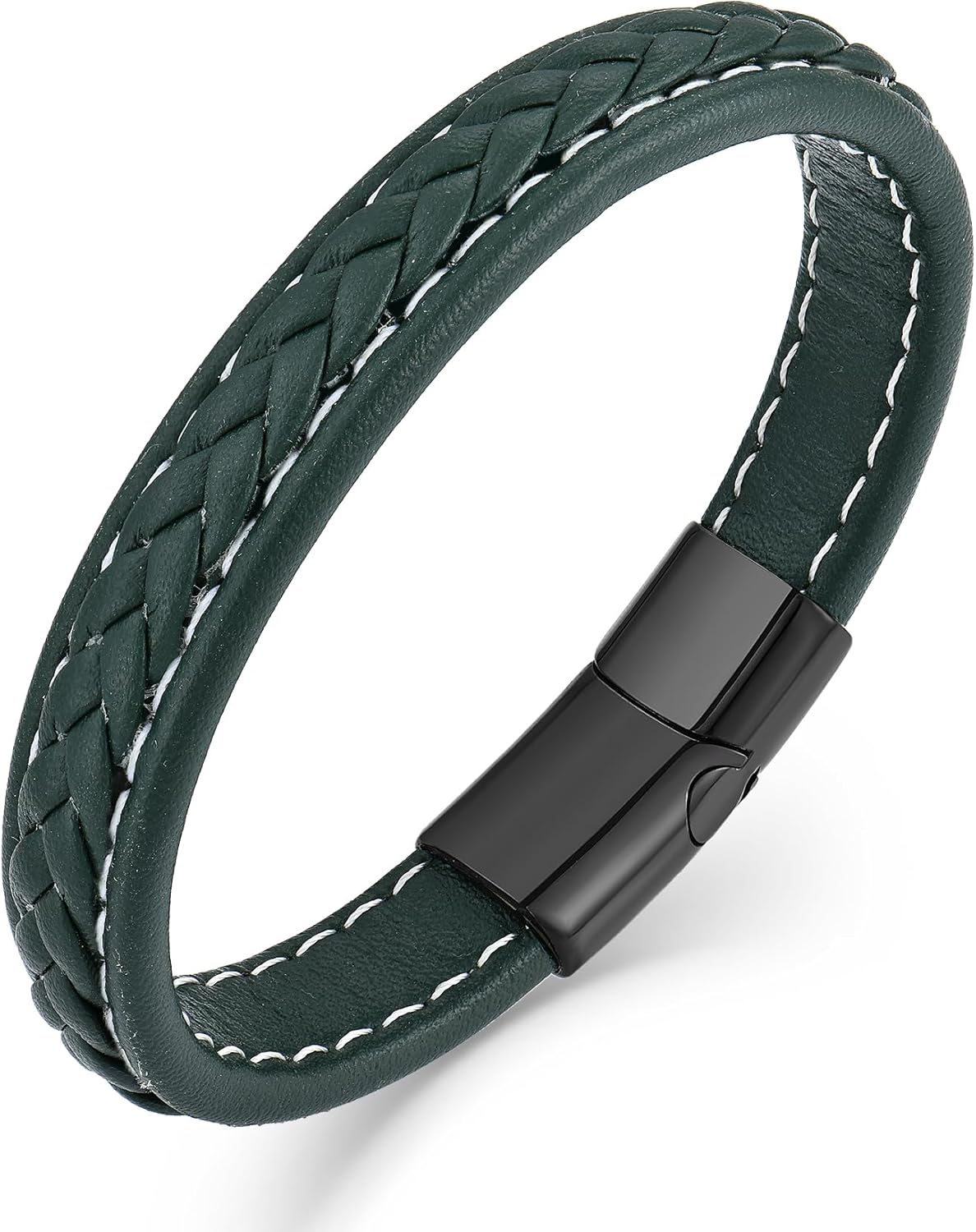 Mens Multi-Layer Leather Bracelet, Classic Bracelet for Men with Stainless Clasp