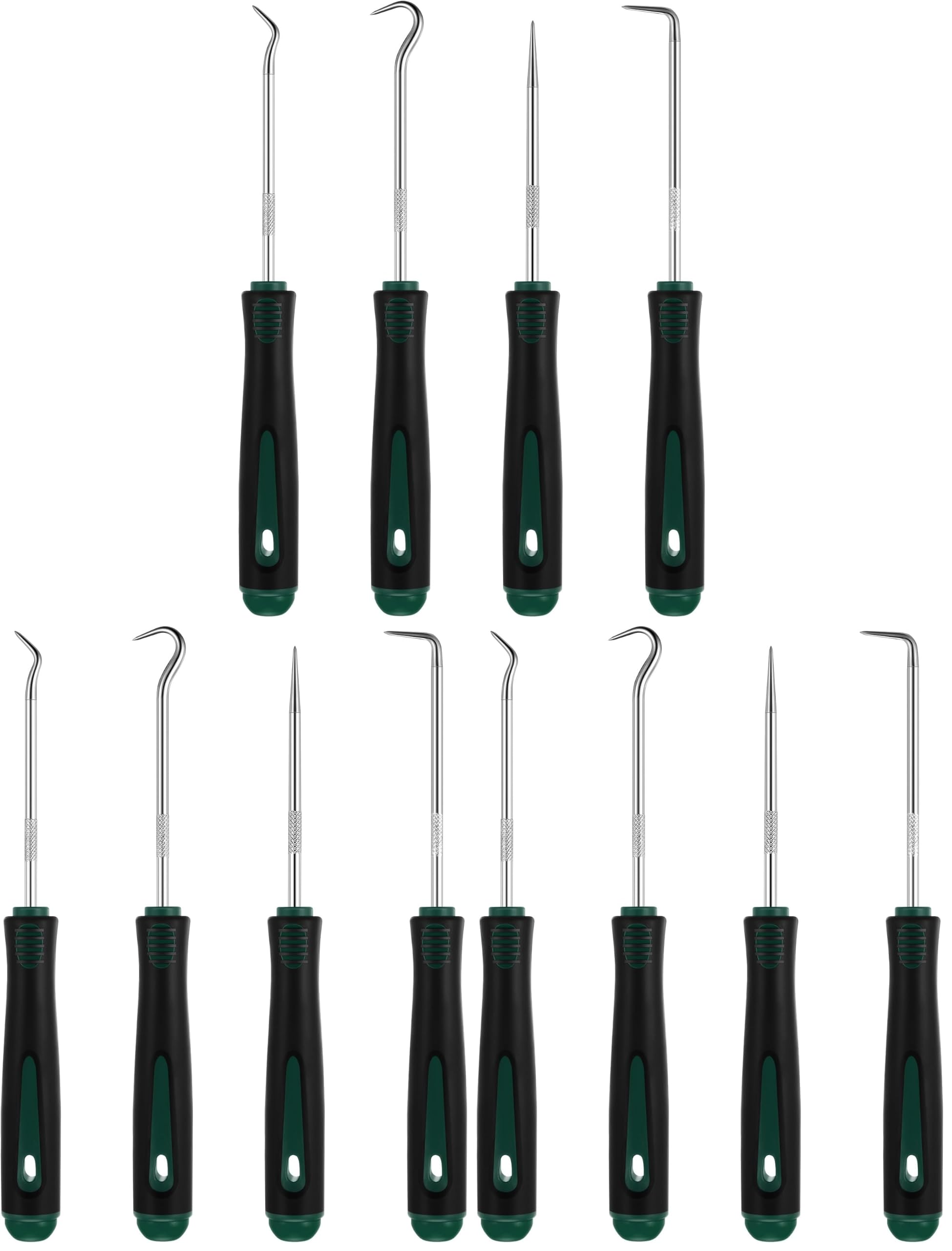 WILLBOND 4 Pcs Pick and Hook Set Precision Automotive Mechanic Picks Tools Set for Car Oil Seal Hooks Puller Remover Tools(6.5 Inches,Dark Green) (Pack of 3)