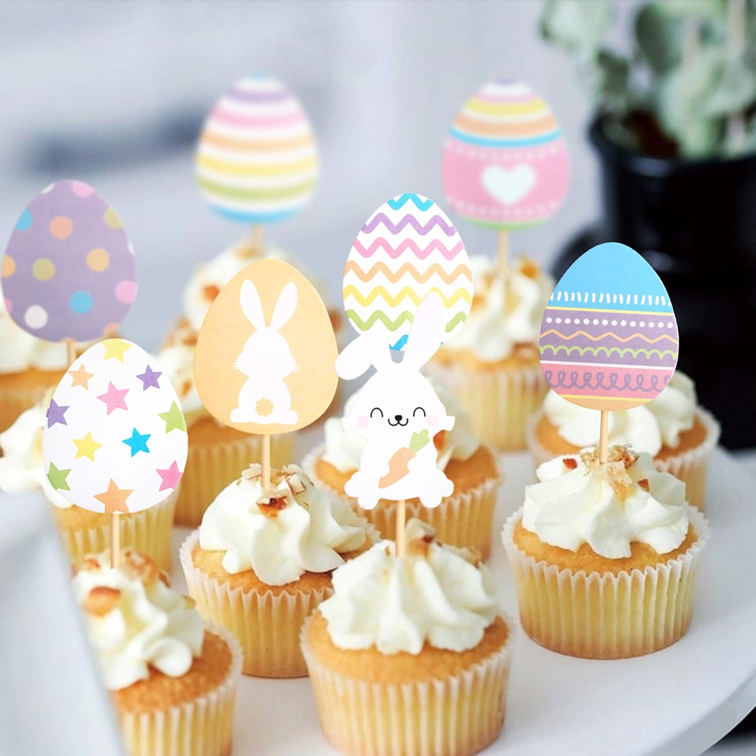 Easter Cupcake topper Bunny Cupcake Toppers Easter Egg Cupcake Topper Rabbit Easter Party Cake Topper Decorations (30pcs)