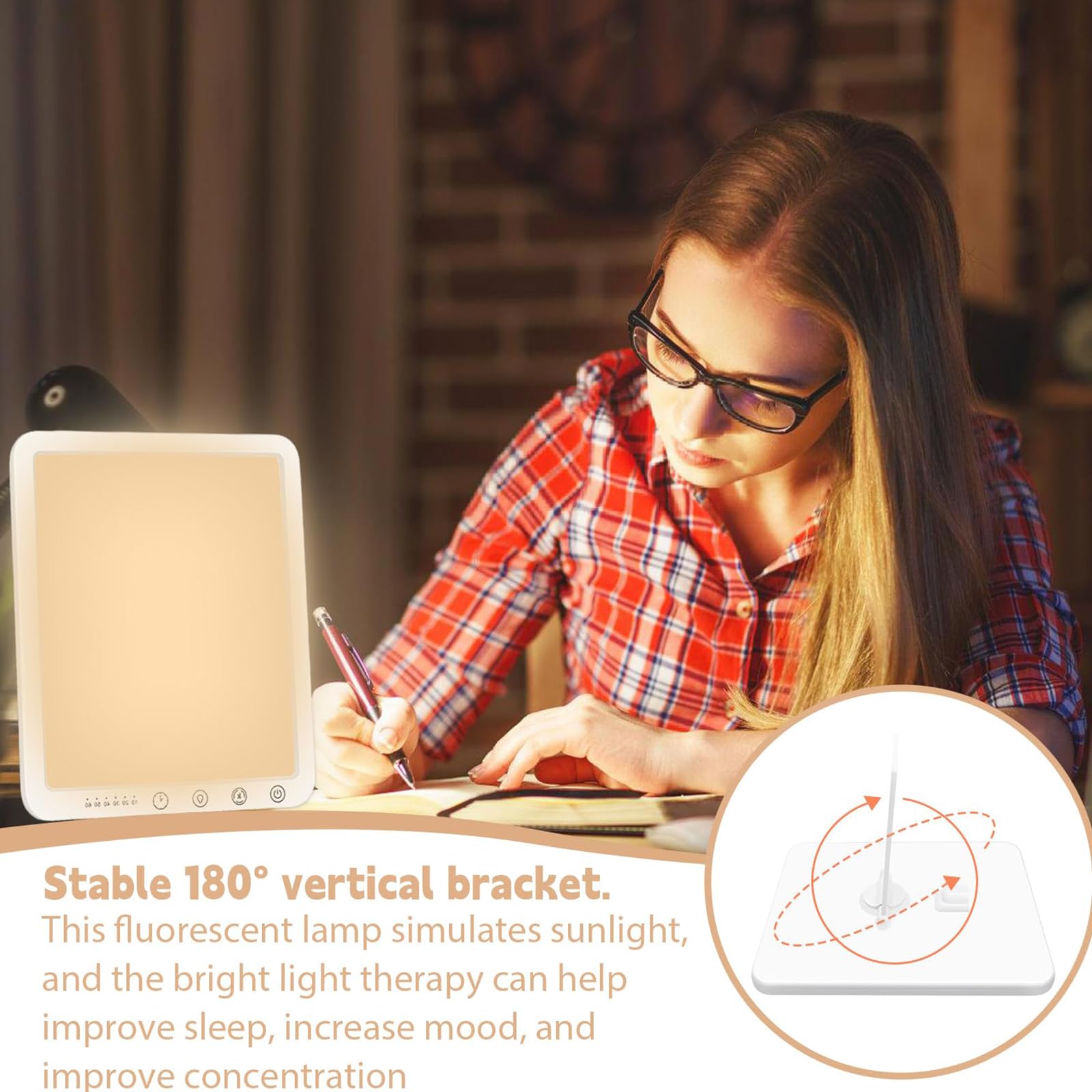 BAIFULAI Tageslichtlampe 15000 Lux, Lichttherapielampe UV-Frei Therapielicht, LED Daylight Lampe, 3 Farbtemperaturen, 4 Helligkeitsstufen Timer, Touch-Control, Sonnenlicht Lampe für Zuhause/Büro