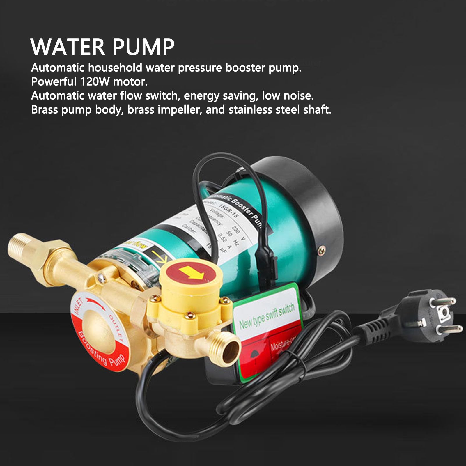 Bomba Elevadora de Presión de Agua Automática para Apartamentos Dúplex Villas Calentadores de Agua Motor de 120 W