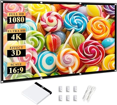 Outdoor Portable Projector Screen 120 Inch 169 4K HD Foldable and Anti-Crease Projection Screen Support Double Sided Projection for Home Theater
