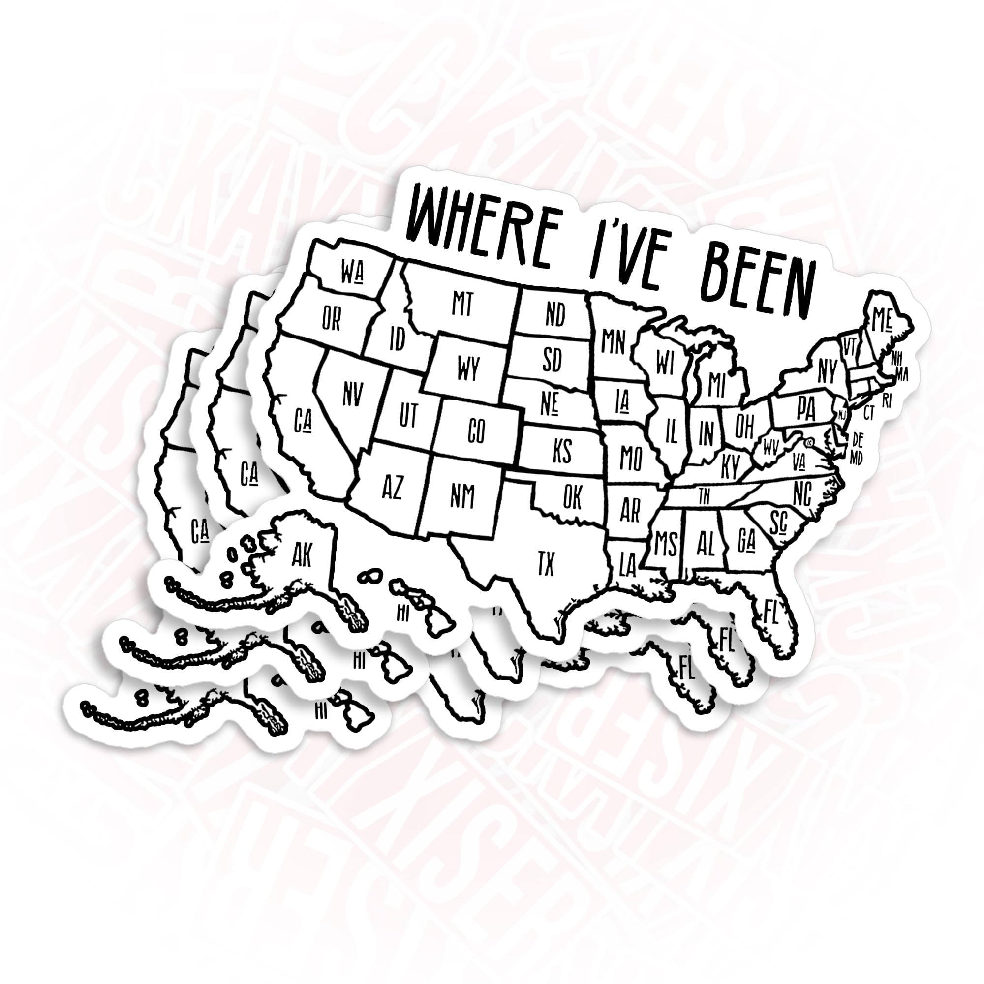 (3 Pcs) Where I've Been Map Sticker, Coloring United States USA Travel Gift for Couple Memories 3" Waterproof Vinyl Sticker for Laptop, Water Bottle,