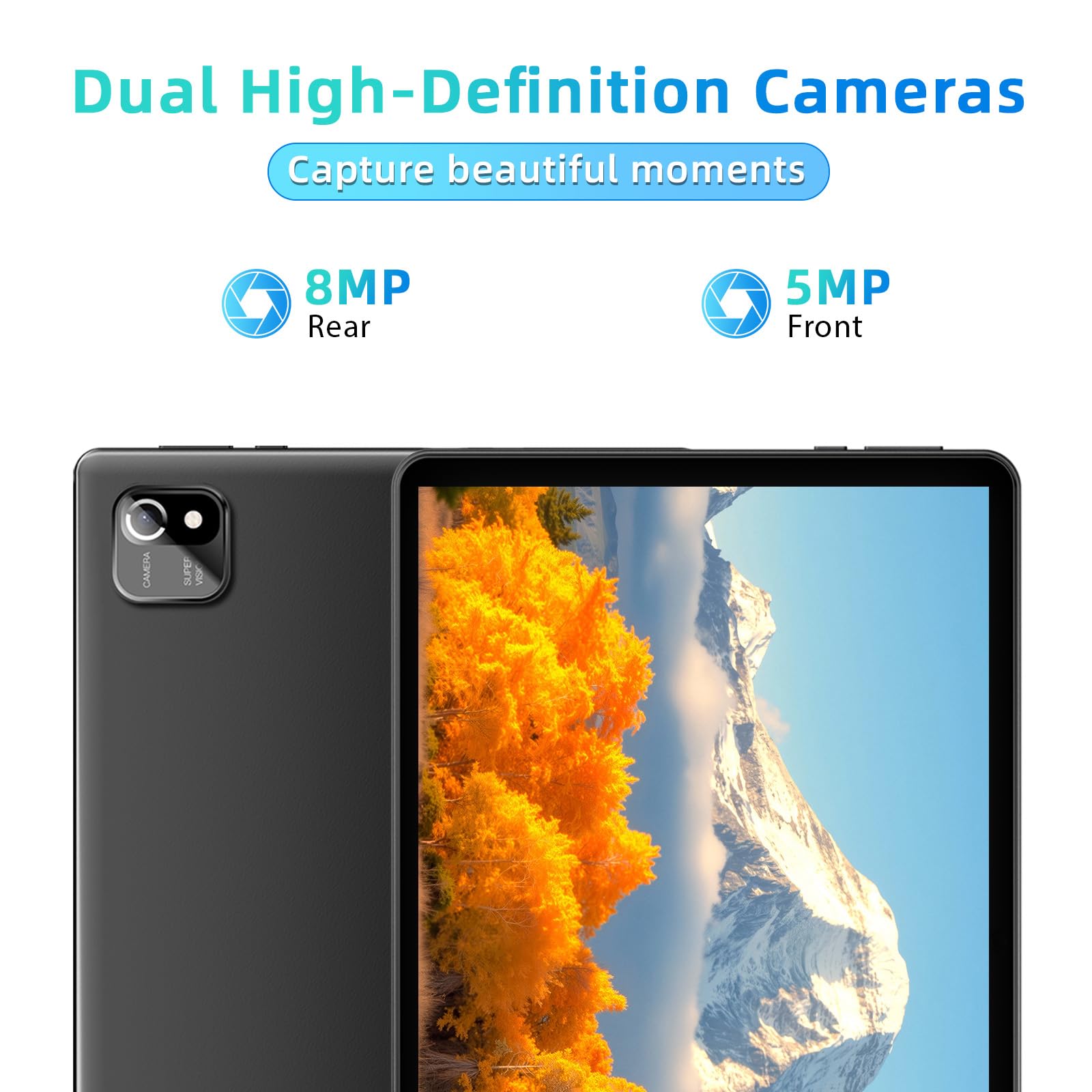 Tablet 10 Pulgadas, Android 15 Tablet con Funda, 18GB RAM +128GB ROM, Octa-Core T30, 1TB TF Expandable, Pantalla IPS HD 1280x800, 6000mAh, 5MP+8MP, WiFi 6, Gemini AI, GPS, GMS, Face ID, BT 5.0