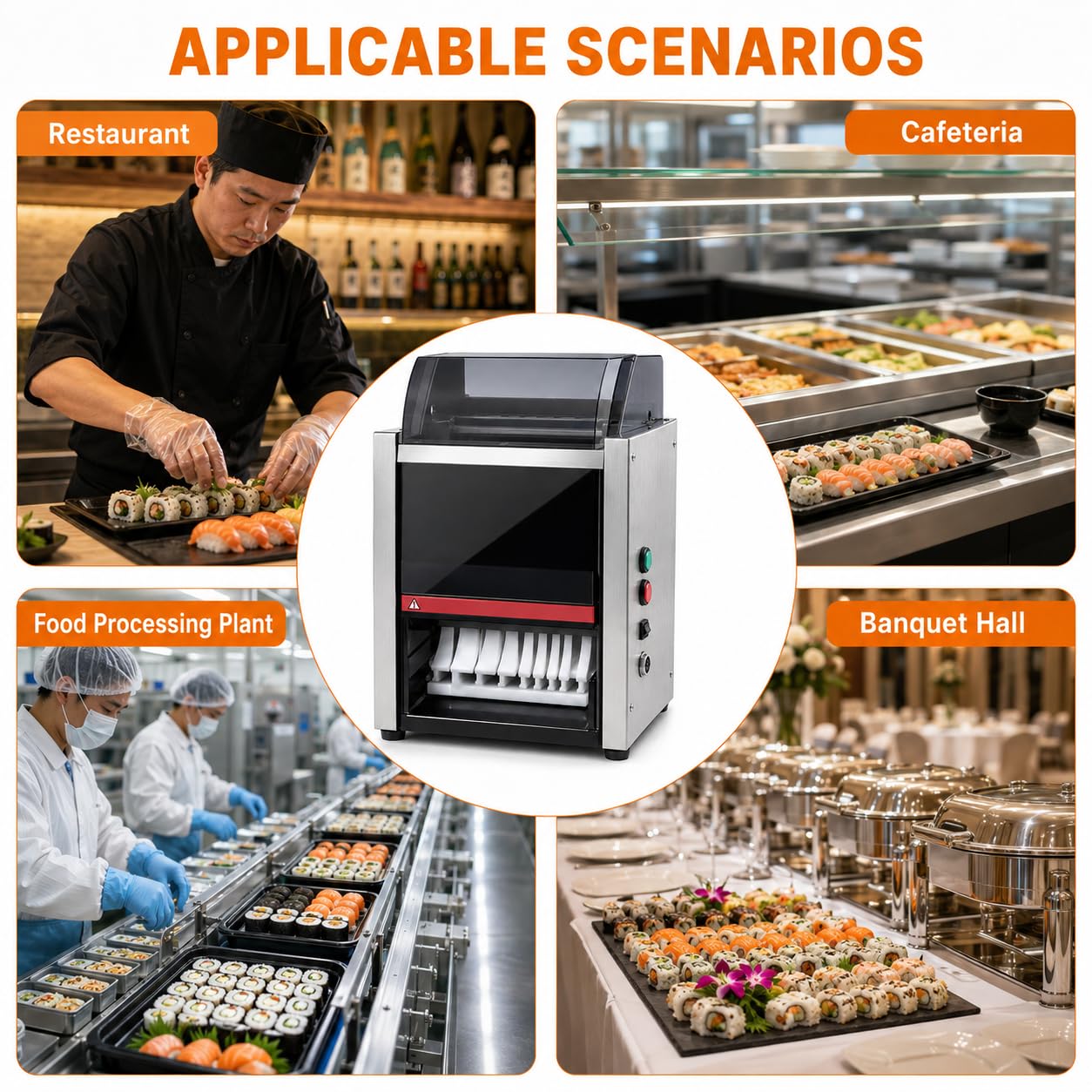 Sushi Rollschneidemaschine, Automatisches Sushi-Zubereitungswerkzeug mit Edelstahlklinge für Buffets und Bankette, ideal für einfache Sushi-Herstellung