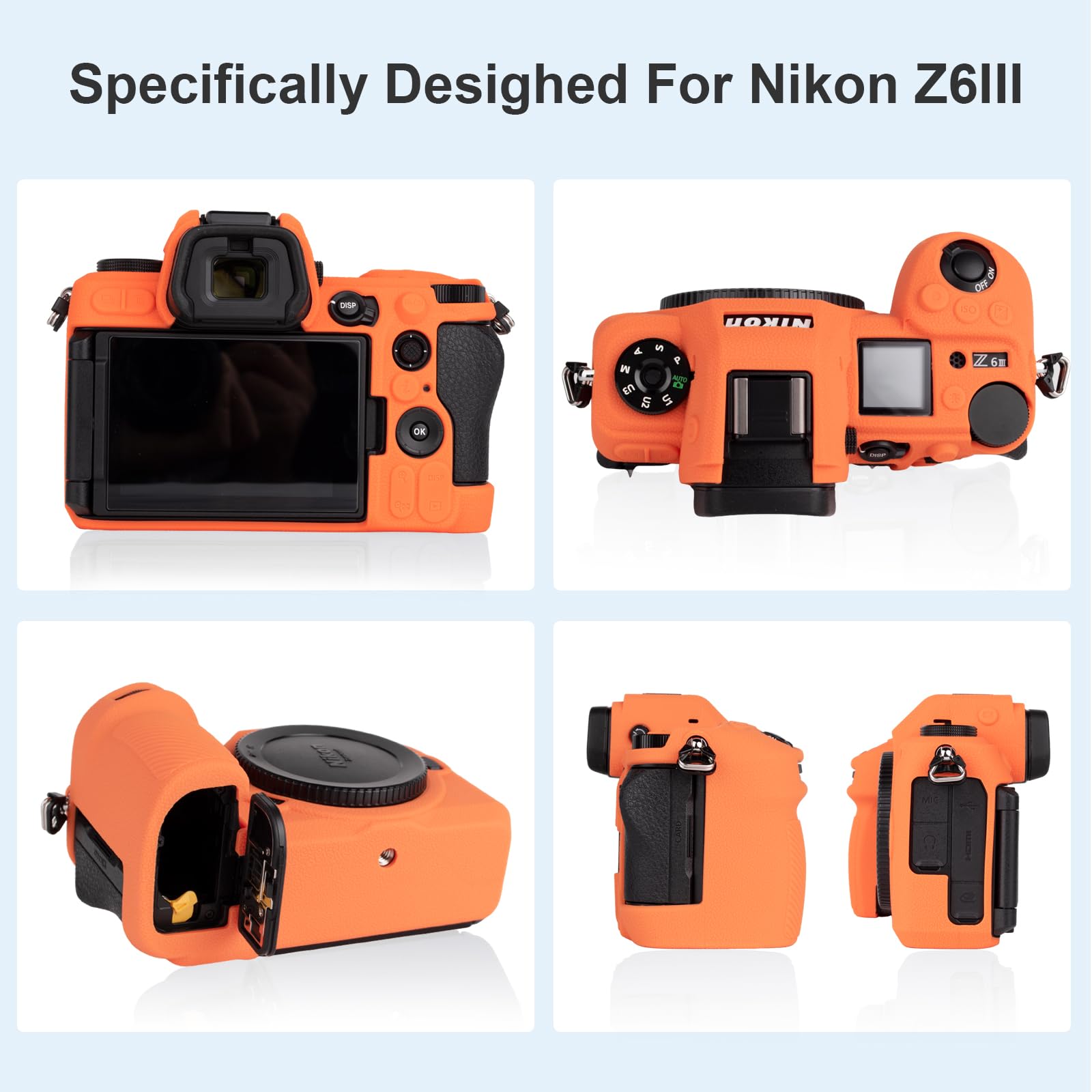 VOVMOEYA Camera Case for Nikon Z6III with 2 Screen Protectors and 1 Hot Shoe Cover, Silicone, Soft Protective Lightweight - Image 2