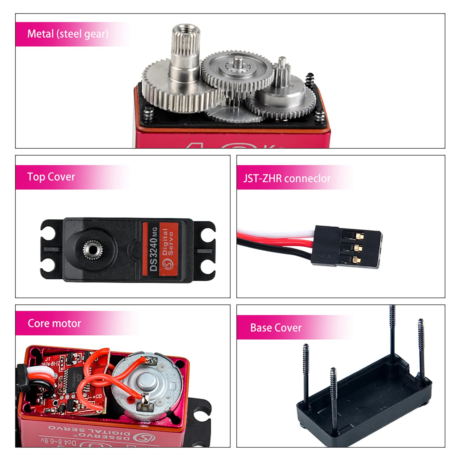 DS3240 Digitaler Servo Motor, 40 kg Drehmoment, 180/270 Grad, Wasserdicht, 2 Stück mit Zubehör (2PCS 270 Degree)