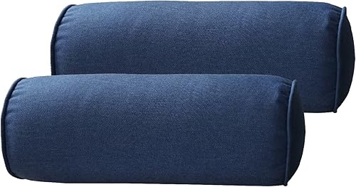 Miniatura 8 de Juego de 2 almohadas cilíndricas lumbares redondas para interiores y exteriores, 16 x 6 pulgadas, color beige