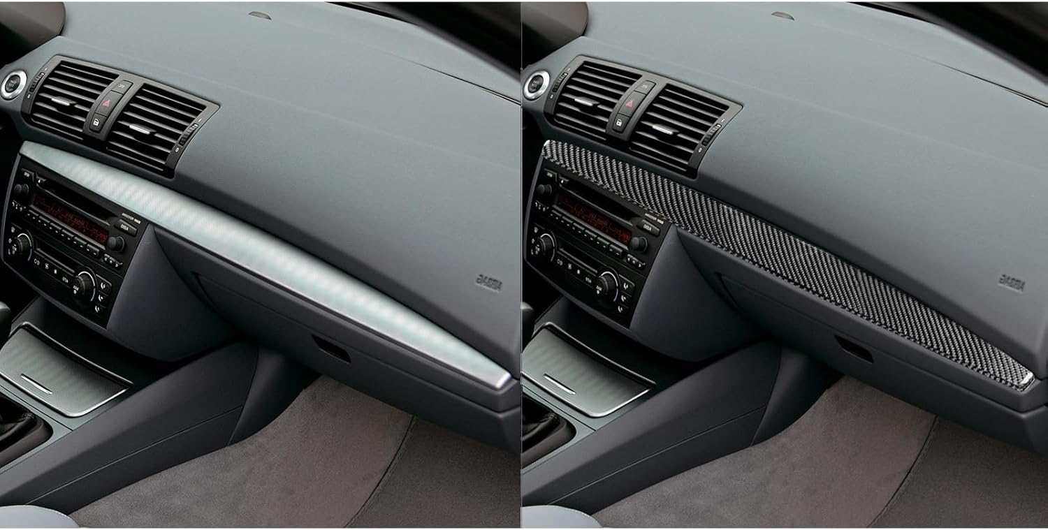 Real Premium Carbon Fiber Sticker Car Co-Pilot Passenger Side Glove Box Above Panel Cover Trim Compatible with BMW 1 Series E81 E82 E87 E88 2008-2013 Auto Interior Accessories Black