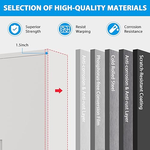Miniatura 3 de Armario de almacenamiento de metal de 72 pulgadas con cerradura, gabinete de almacenamiento de garaje resistente con puertas y estantes ajustables,