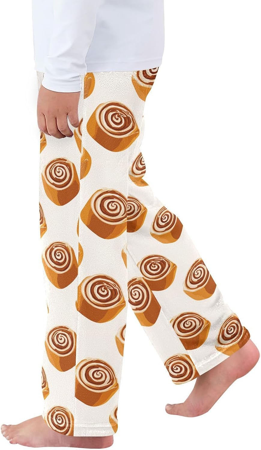 visesunny Cinnamon Roll Pattern Boys Pants for Kids Fleece Bottoms Long Jogger Pants Trousers with Pockets Size 6-14Y