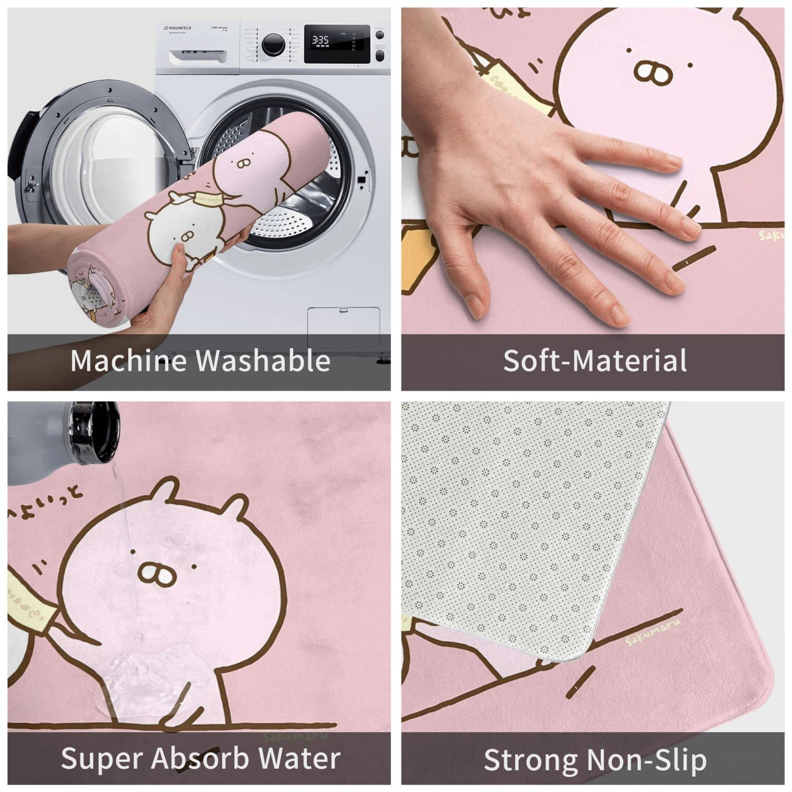 Amazon | HTSW バスマット 40*60cm うさまる おしゃれ アニメ 玄関 