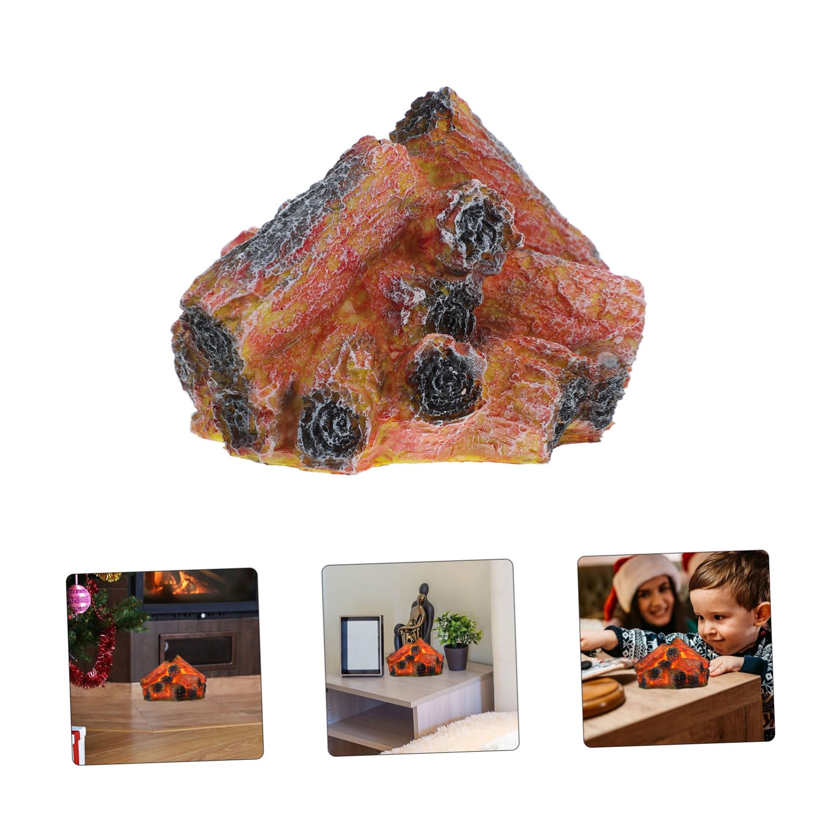 GALPADA 2 Piezas Lámpara LED de Carbón Artificial Efecto Llama, Resina y Abs, Ligera, Funciona 3 Pilas AAA No Incluidas, Decoración Interior y Bodas
