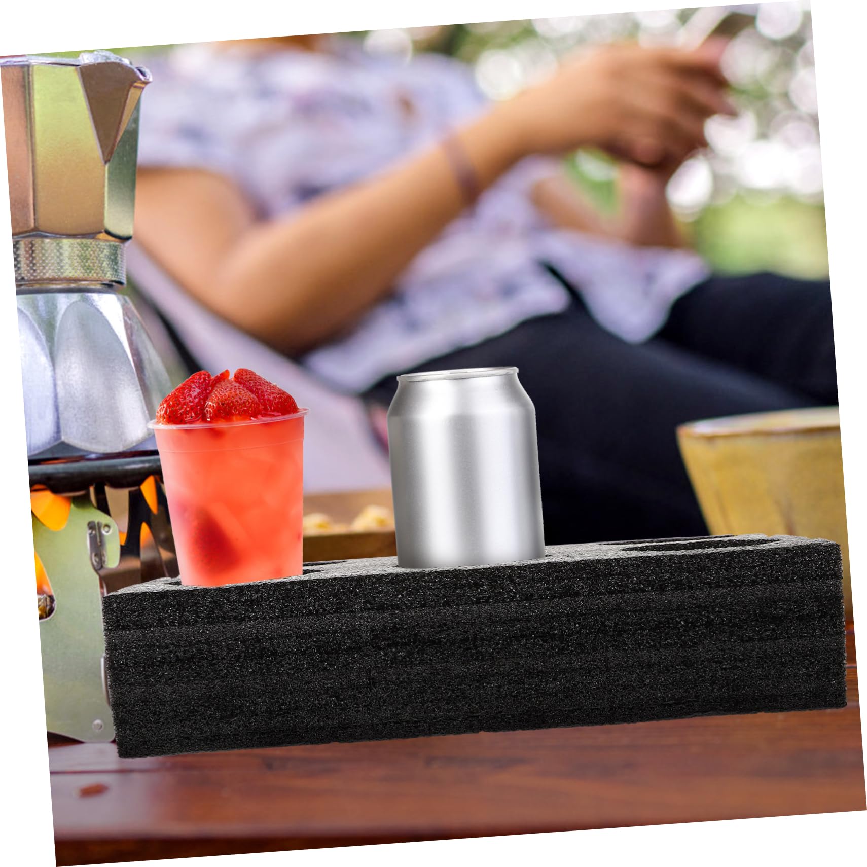 Support Porte-tasse en Éponge Perle Noir 2pcs pour 6 Gobelets Anti-chute et Absorbeur de Chocs pour Cafés et Salons de Thé