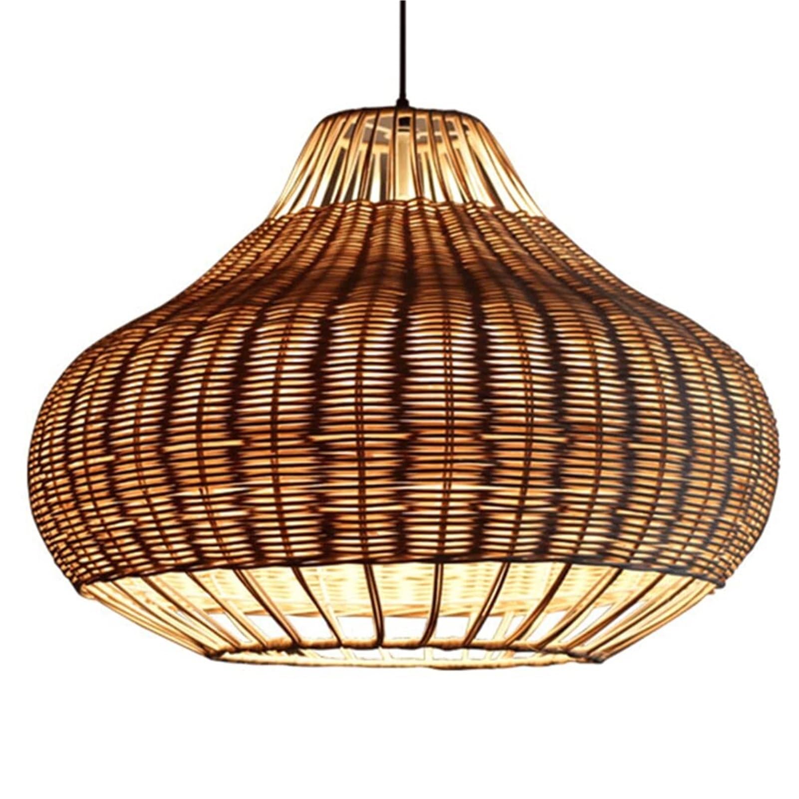 KBUUKYYXouy Traditional Natural Wicker Pendant Lamp Chandelier Hanging Light Ceiling Hand Woven Cord Lantern Southeast Asian One for Restaurant Rustic Corridor Bar