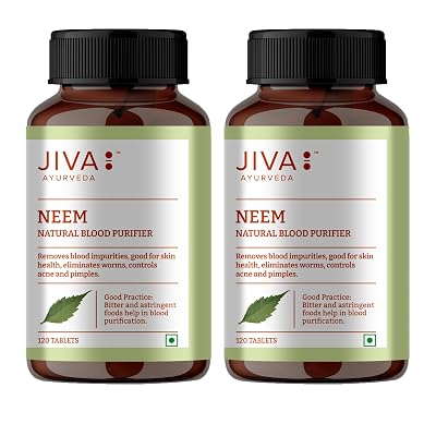 Jiva Neem Tablet - 120 Tablets (Pack of 2-240 Tab)| 100% Ayurvedic Formulation Purifies Blood, Treats Urinary Disorders 