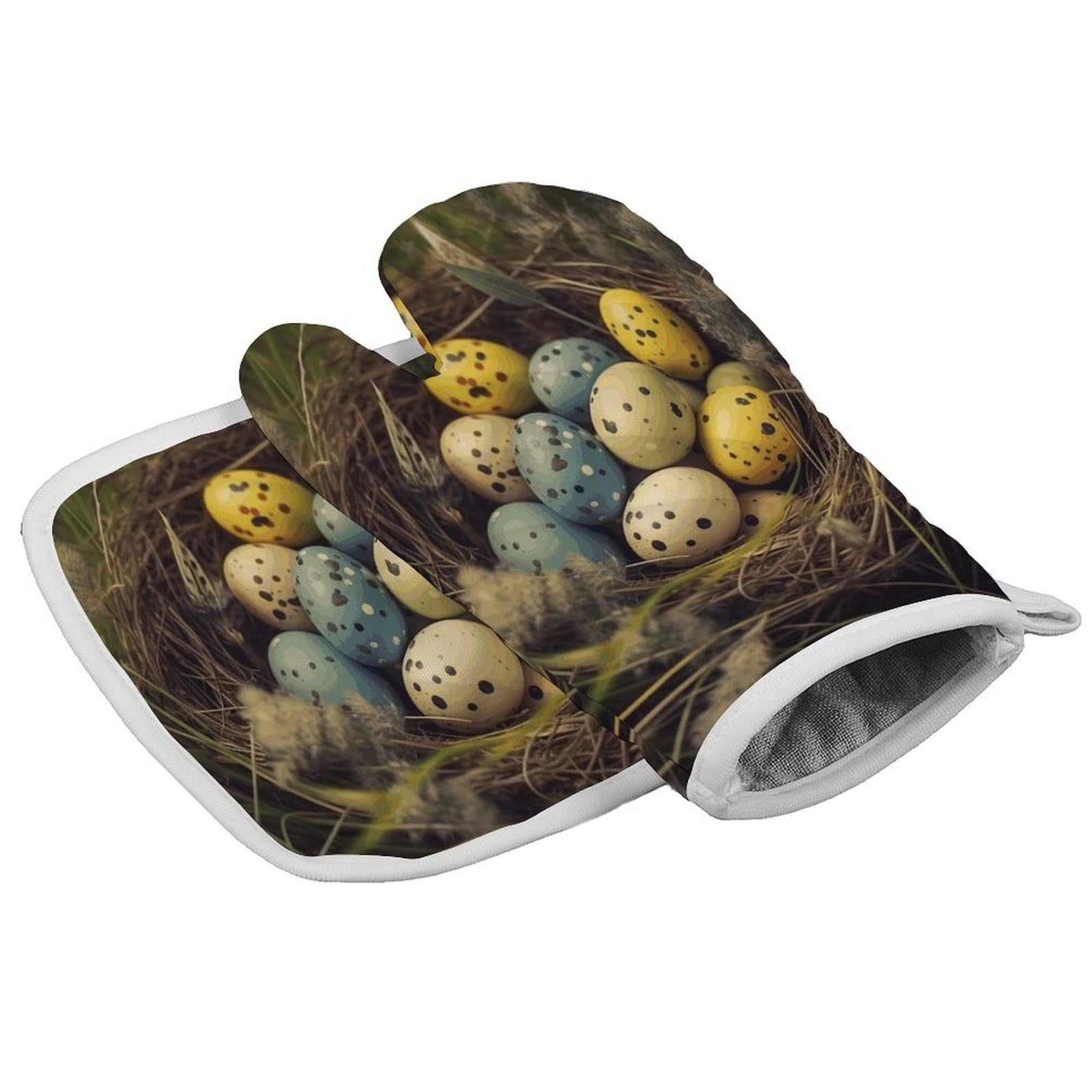 Fodpand Style Eggs In Grass Nest Oven Mitts And Pot Holders Sets, Cooking Gloves And Hot Pads Heat Resistant Washable, Kitchen Oven Glove For Oven Cooking Baking Grilling