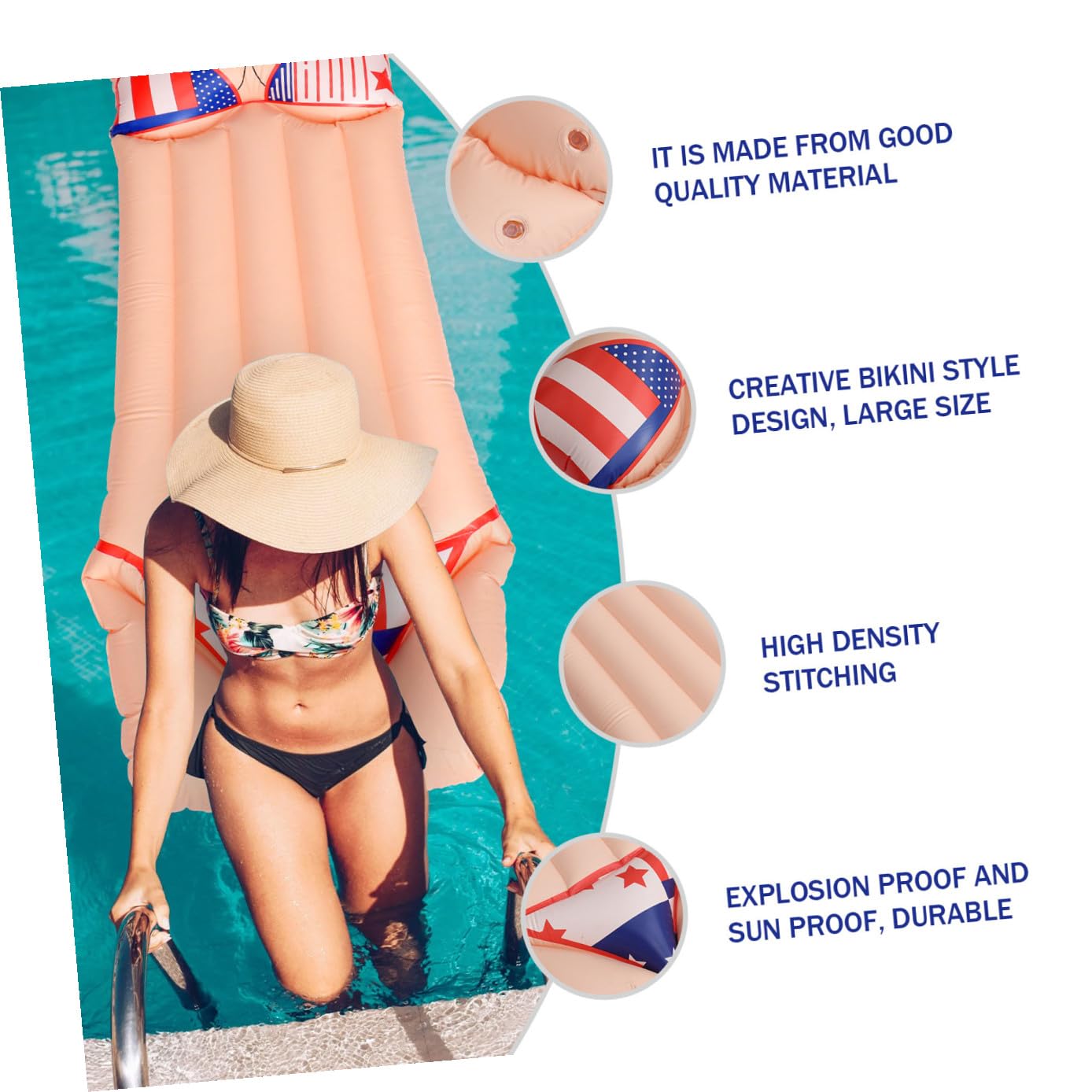 YARNOW Cama Flotante Inflable Estilo Bikini para Natación Colchoneta de Playa Inflable Colchoneta Flotante de Natación para Piscina y Playa