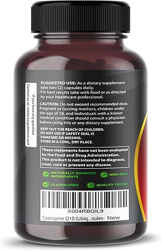 Miniatura 3 de Coenzima Q10 (Ubiquinona) Levadura Roja Arroz Espino Omega 3 Vitamina C Niacina Zinc Vitamina K2-150 Cápsulas - Fabricado en Estados Unidos