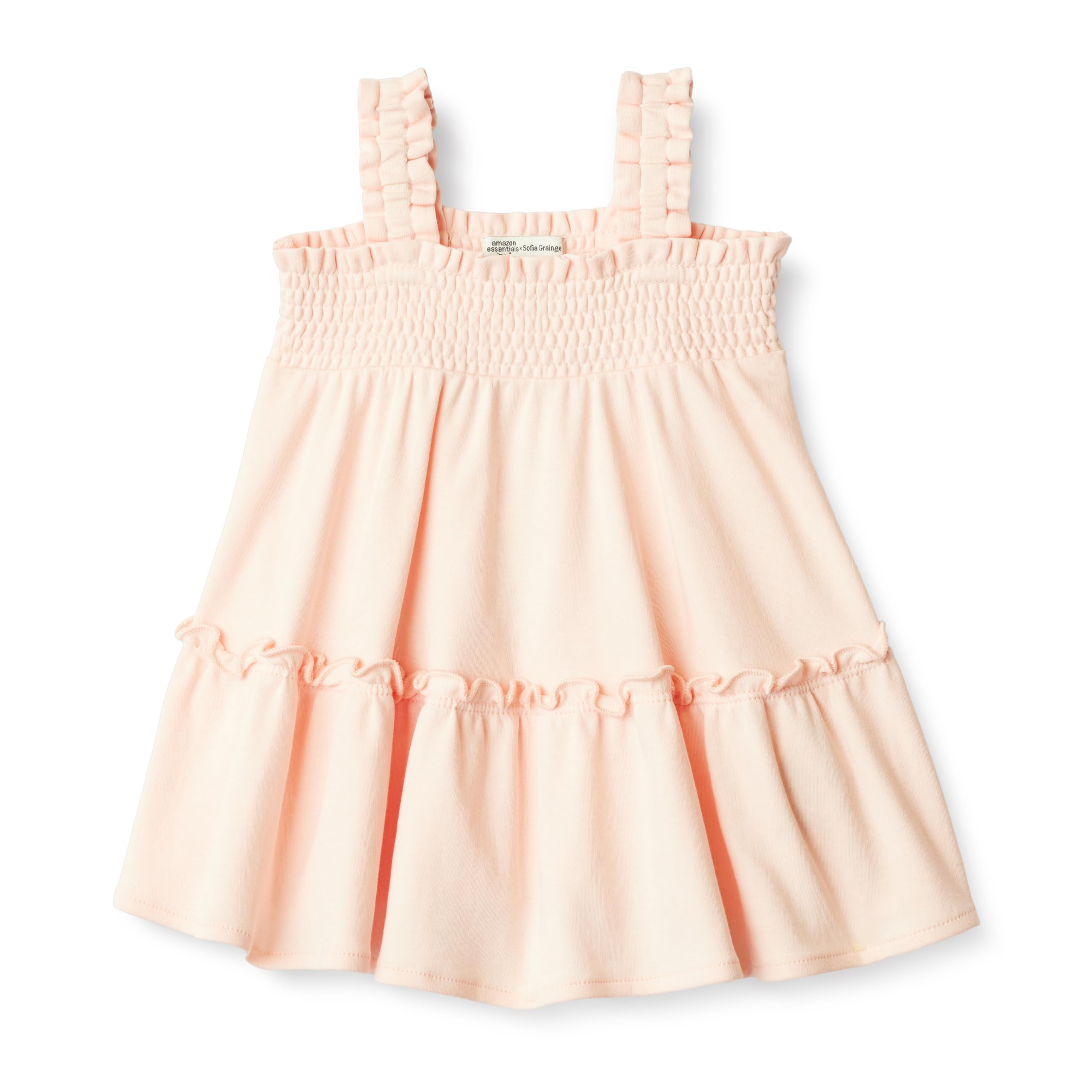 Amazon Essentials x Sofia Grainge Girls' Smocked Cotton Dress, Light Pink, 2 Years