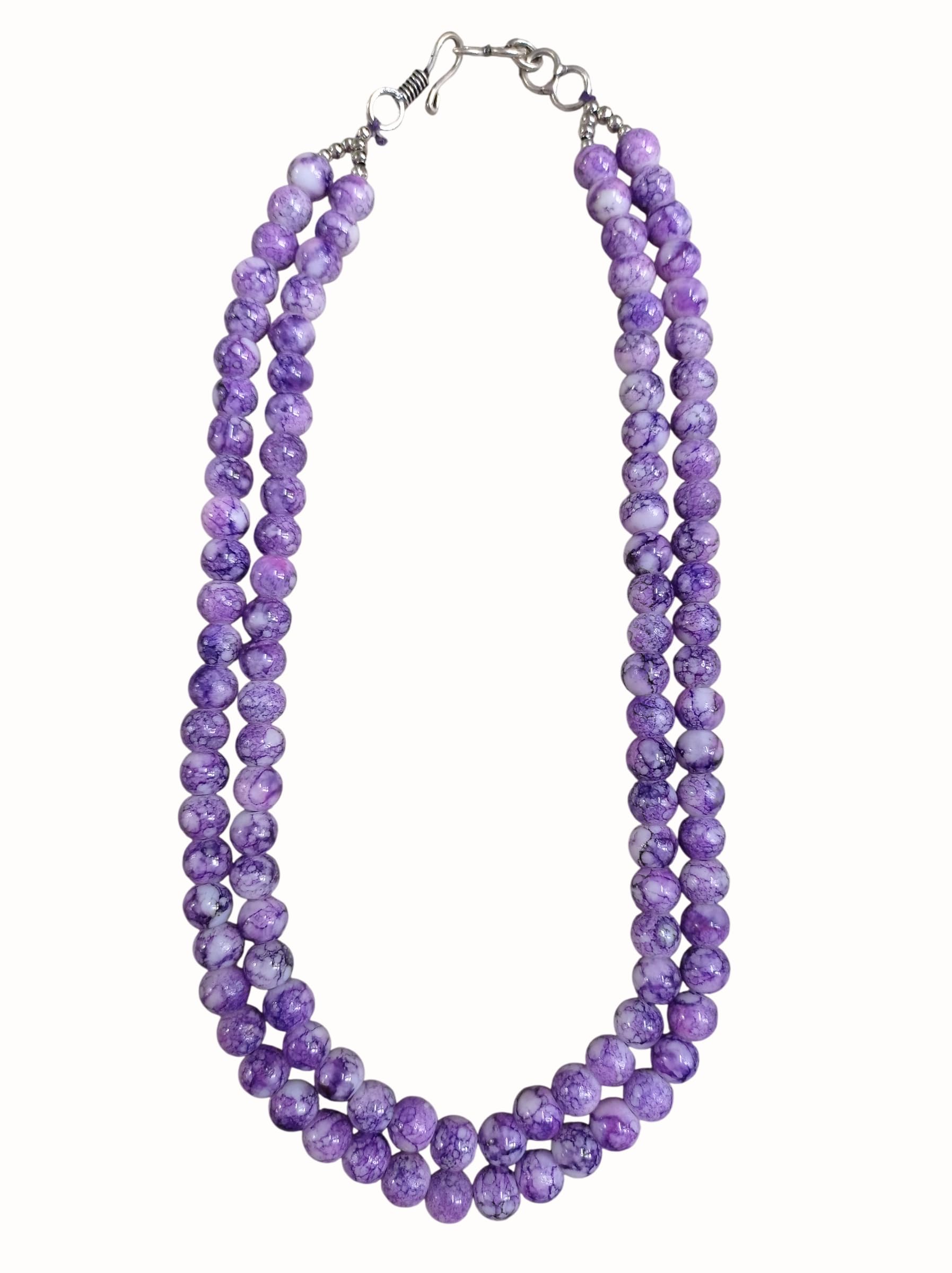 Crystal Glass Beads Necklace For Girl and Women Double Strand Crystal Necklaces for Women, 8MM Beaded Necklace 2 Layer Beaded Mala Fashion Jewellery (Yellow Green)-image-38