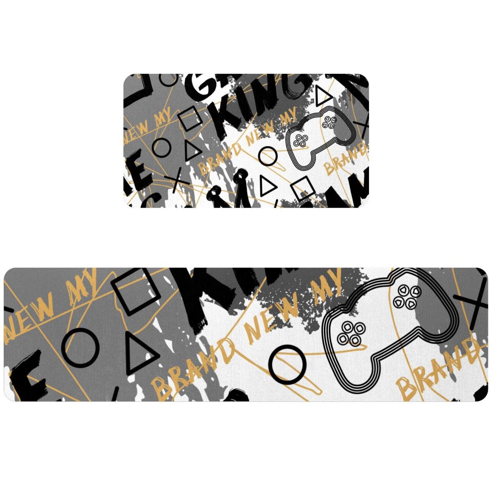 Tapis de cuisine motif manette lot de 2 lavables et antidérapants