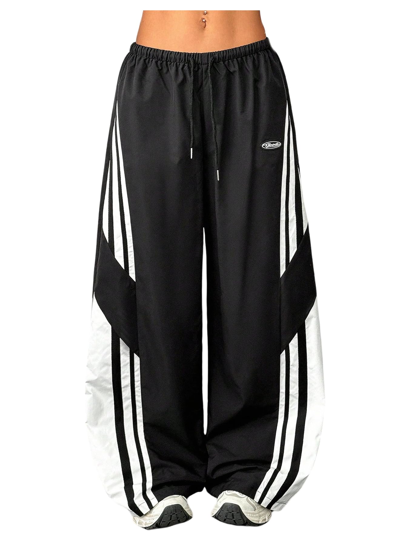 SOLY HUX Womens Drawstring Straight Leg Baggy Parachute Pants Y2k Streetwear with Pockets