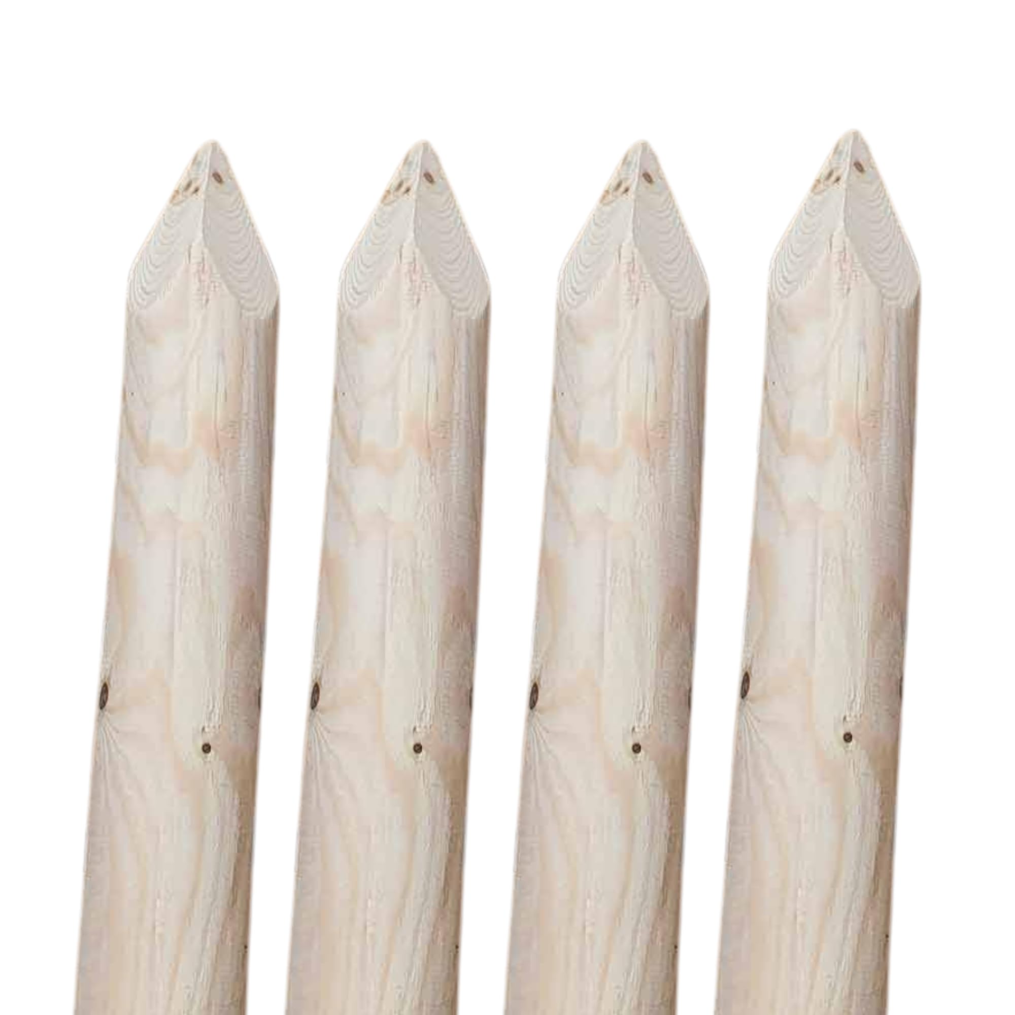 TIMBERMIK ø 6cm 4-Pack Garden Fence Posts Lenght: 80 cm Untreated Spikes Wooden Palisades Tree Stakes Poles Garden Landscaping Weather-Resistant