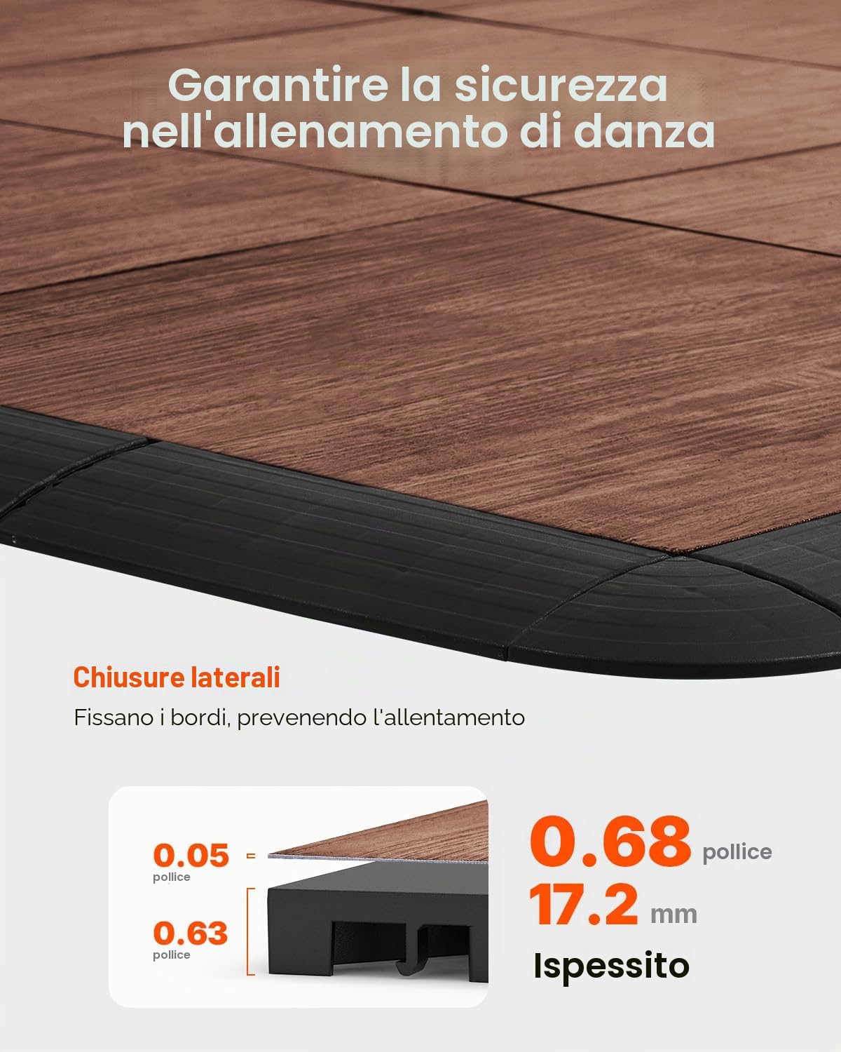 VEVOR Piastrelle per Pista da Ballo, 315 x 315 x 17,2 mm Pista da Ballo ad Incastro da 52 Pezzi, Pista per Pratica di Danza Portatile con Base Imbottita, Venature di Legno di Quercia, 4,83 m²/Scatola