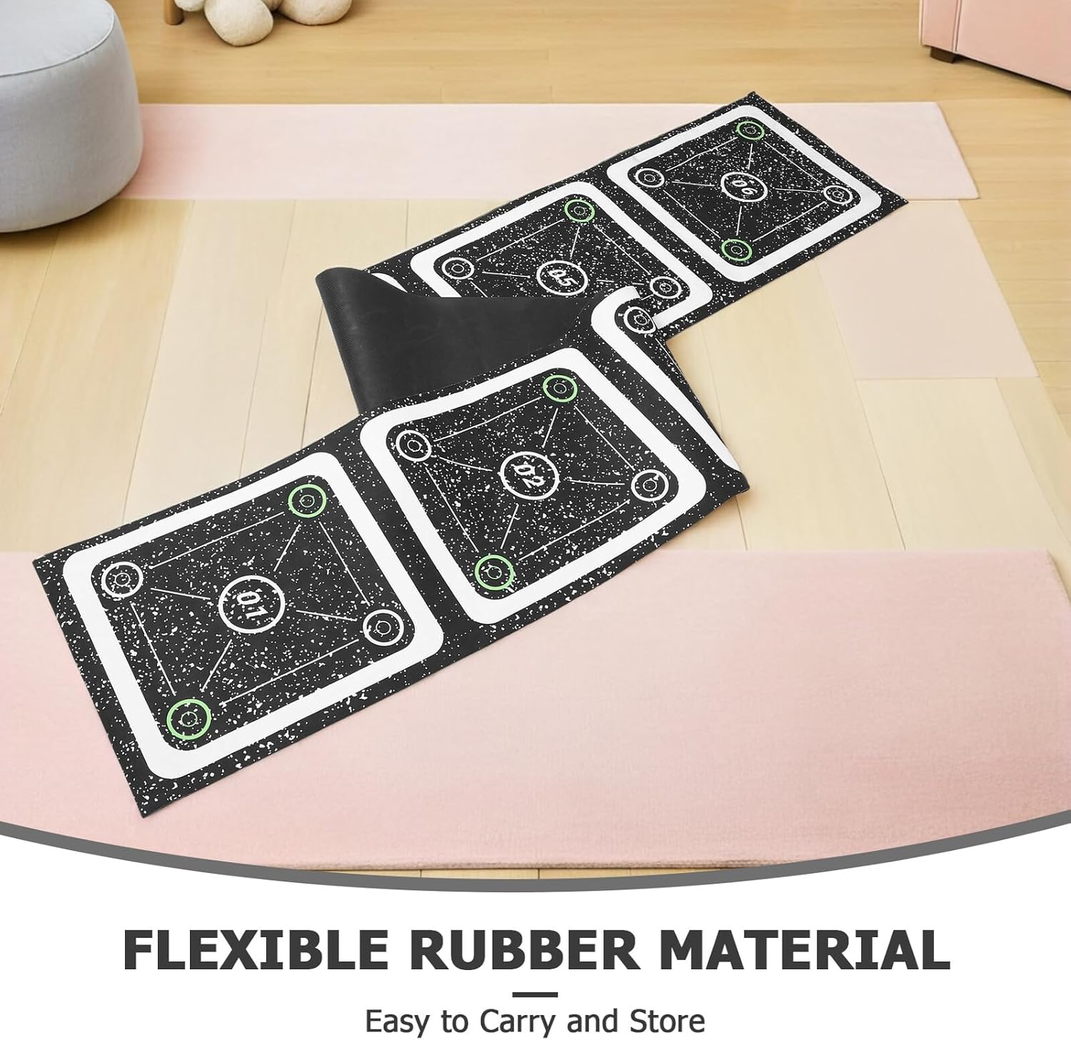 VICASKY Agility Ladder Mat for Speed and Agility Training 6-Section Green Rubber Workout Ladder Pad for Youth and Adults Fitness