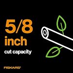 Fiskars Permutation de la taille des cimes, 5/8-Inch Capacité de coupe SoftGrip Pruner main pour les petites mains, la lame reste pointue par une utilisation lourde avec la rouille résistante, revêtement à faible friction
